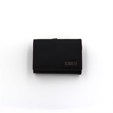 ｢モルフォ｣〈ノイインテレッセ〉ナハト三つ折り財布(キーケース対応)【カラー：ブラック×レッド】［3543］